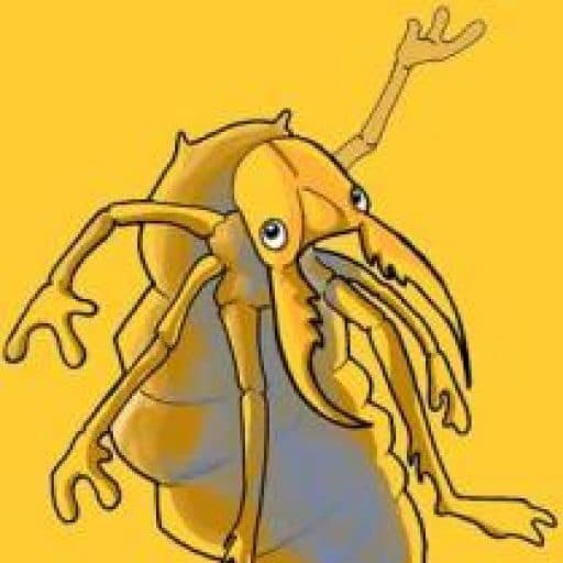 Artie the Antlion, the Antlion Farms mascot, waving hello